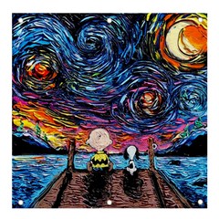 Cartoon Dog Vincent Van Gogh s Starry Night Parody Banner And Sign 4  X 4  by Modalart