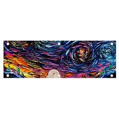 Cartoon Dog Vincent Van Gogh s Starry Night Parody Banner And Sign 6  X 2  by Modalart