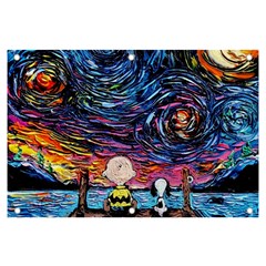 Cartoon Dog Vincent Van Gogh s Starry Night Parody Banner And Sign 6  X 4  by Modalart