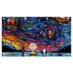 Cartoon Dog Vincent Van Gogh s Starry Night Parody Banner And Sign 7  X 4  by Modalart