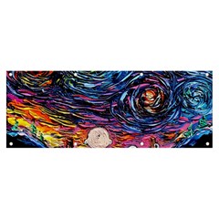 Cartoon Dog Vincent Van Gogh s Starry Night Parody Banner And Sign 8  X 3  by Modalart