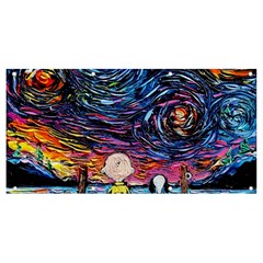 Cartoon Dog Vincent Van Gogh s Starry Night Parody Banner And Sign 8  X 4  by Modalart