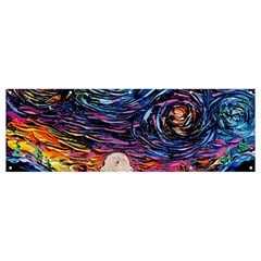 Cartoon Dog Vincent Van Gogh s Starry Night Parody Banner And Sign 12  X 4  by Modalart