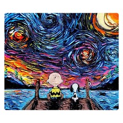 Cartoon Dog Vincent Van Gogh s Starry Night Parody Premium Plush Fleece Blanket (small) by Modalart