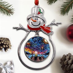 Cartoon Dog Vincent Van Gogh s Starry Night Parody Metal Snowman Ornament