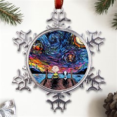 Cartoon Dog Vincent Van Gogh s Starry Night Parody Metal Large Snowflake Ornament by Modalart