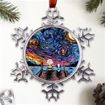 Cartoon Dog Vincent Van Gogh s Starry Night Parody Metal Large Snowflake Ornament Front