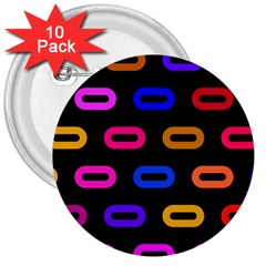 Pattern Background Structure Black 3  Buttons (10 Pack)  by Pakjumat