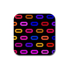 Pattern Background Structure Black Rubber Square Coaster (4 Pack) by Pakjumat