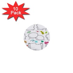 Set Chalk Out Chitchat Scribble 1  Mini Buttons (10 Pack)  by Pakjumat