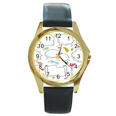 Set Chalk Out Chitchat Scribble Round Gold Metal Watch by Pakjumat