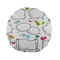 Set Chalk Out Chitchat Scribble Standard 15  Premium Round Cushions by Pakjumat