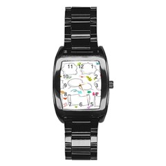 Set Chalk Out Chitchat Scribble Stainless Steel Barrel Watch by Pakjumat