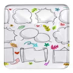 Set Chalk Out Chitchat Scribble Square Glass Fridge Magnet (4 Pack) by Pakjumat