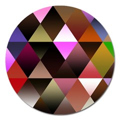 Abstract Geometric Triangles Shapes Magnet 5  (round) by Pakjumat