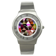 Abstract Geometric Triangles Shapes Stainless Steel Watch by Pakjumat