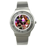 Abstract Geometric Triangles Shapes Stainless Steel Watch Front