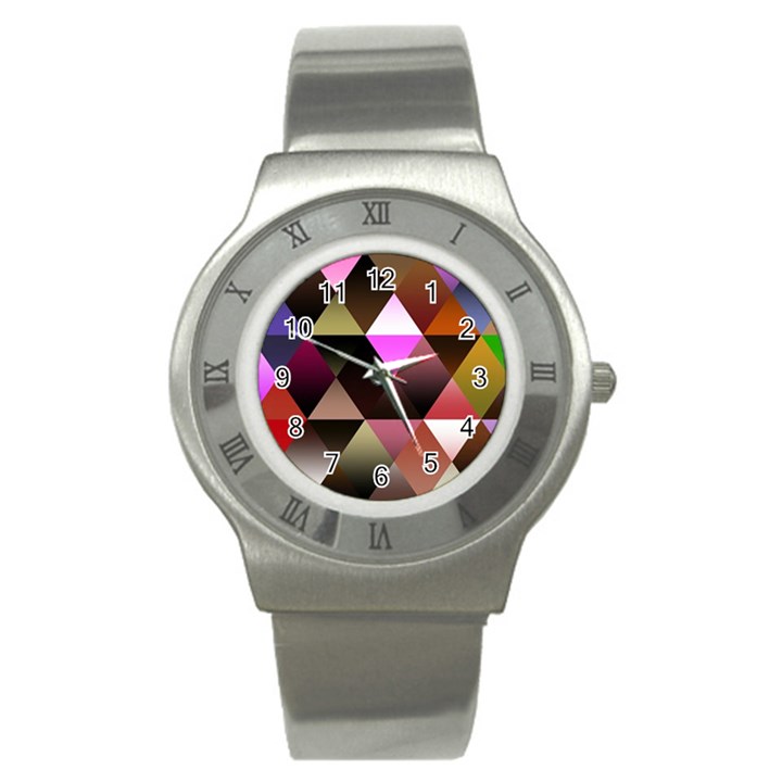 Abstract Geometric Triangles Shapes Stainless Steel Watch