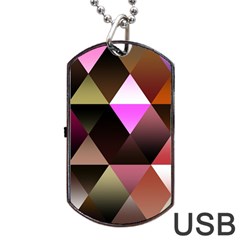 Abstract Geometric Triangles Shapes Dog Tag Usb Flash (two Sides) by Pakjumat