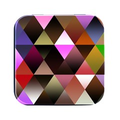 Abstract Geometric Triangles Shapes Square Metal Box (black) by Pakjumat