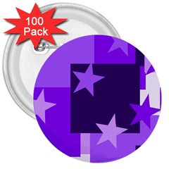 Purple Stars Pattern Shape 3  Buttons (100 Pack)  by Pakjumat