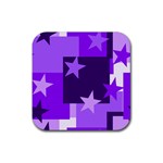 Purple Stars Pattern Shape Rubber Coaster (Square) Front