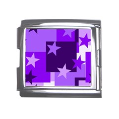 Purple Stars Pattern Shape Mega Link Italian Charm (18mm) by Pakjumat