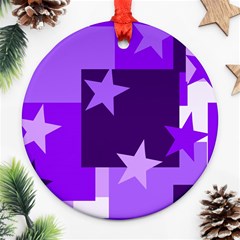 Purple Stars Pattern Shape Round Ornament (two Sides) by Pakjumat