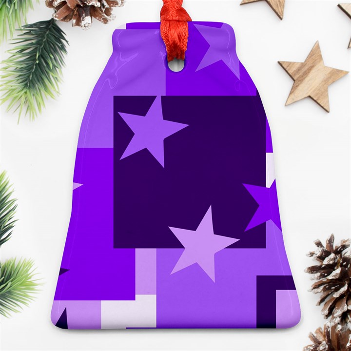 Purple Stars Pattern Shape Bell Ornament (Two Sides)