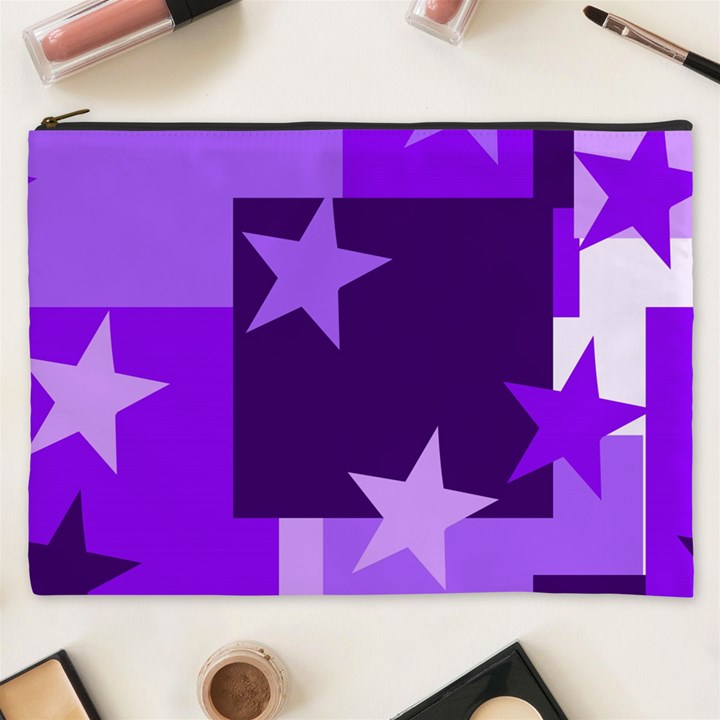 Purple Stars Pattern Shape Cosmetic Bag (XXXL)