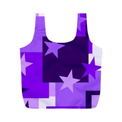 Purple Stars Pattern Shape Full Print Recycle Bag (m) by Pakjumat