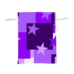 Purple Stars Pattern Shape Lightweight Drawstring Pouch (l) by Pakjumat