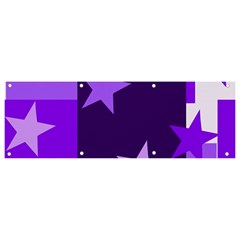 Purple Stars Pattern Shape Banner And Sign 9  X 3  by Pakjumat