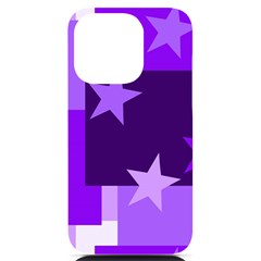 Purple Stars Pattern Shape Iphone 14 Pro Black Uv Print Case by Pakjumat