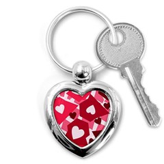 Pink Hearts Pattern Love Shape Key Chain (heart) by Pakjumat