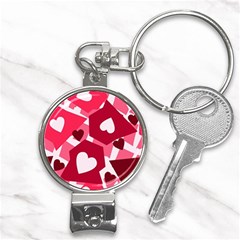 Pink Hearts Pattern Love Shape Nail Clippers Key Chain by Pakjumat