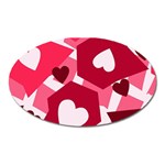 Pink Hearts Pattern Love Shape Oval Magnet Front