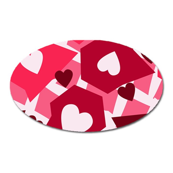 Pink Hearts Pattern Love Shape Oval Magnet