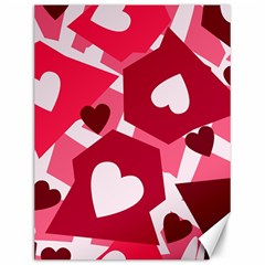 Pink Hearts Pattern Love Shape Canvas 12  X 16  by Pakjumat