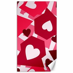 Pink Hearts Pattern Love Shape Canvas 40  X 72  by Pakjumat