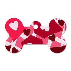 Pink Hearts Pattern Love Shape Dog Tag Bone (one Side) by Pakjumat