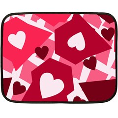 Pink Hearts Pattern Love Shape Two Sides Fleece Blanket (mini) by Pakjumat