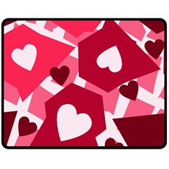 Pink Hearts Pattern Love Shape Fleece Blanket (medium) by Pakjumat