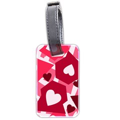 Pink Hearts Pattern Love Shape Luggage Tag (two Sides) by Pakjumat