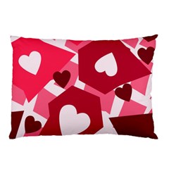 Pink Hearts Pattern Love Shape Pillow Case (two Sides) by Pakjumat