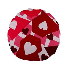 Pink Hearts Pattern Love Shape Standard 15  Premium Round Cushions by Pakjumat