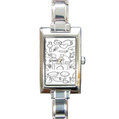 Baby Hand Sketch Drawn Toy Doodle Rectangle Italian Charm Watch by Pakjumat