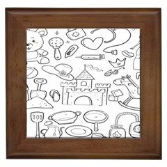 Baby Hand Sketch Drawn Toy Doodle Framed Tile by Pakjumat