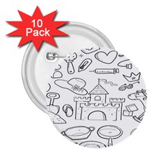 Baby Hand Sketch Drawn Toy Doodle 2 25  Buttons (10 Pack)  by Pakjumat