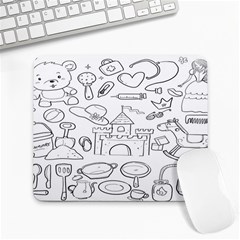 Baby Hand Sketch Drawn Toy Doodle Large Mousepad by Pakjumat